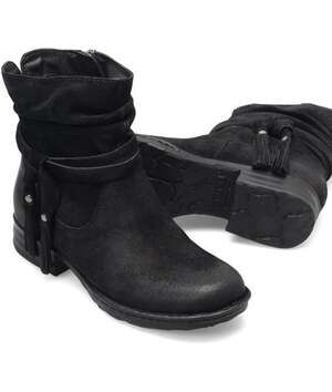 Born Kenya Black Distressed Leather Ankle Boots Women Size 6.5